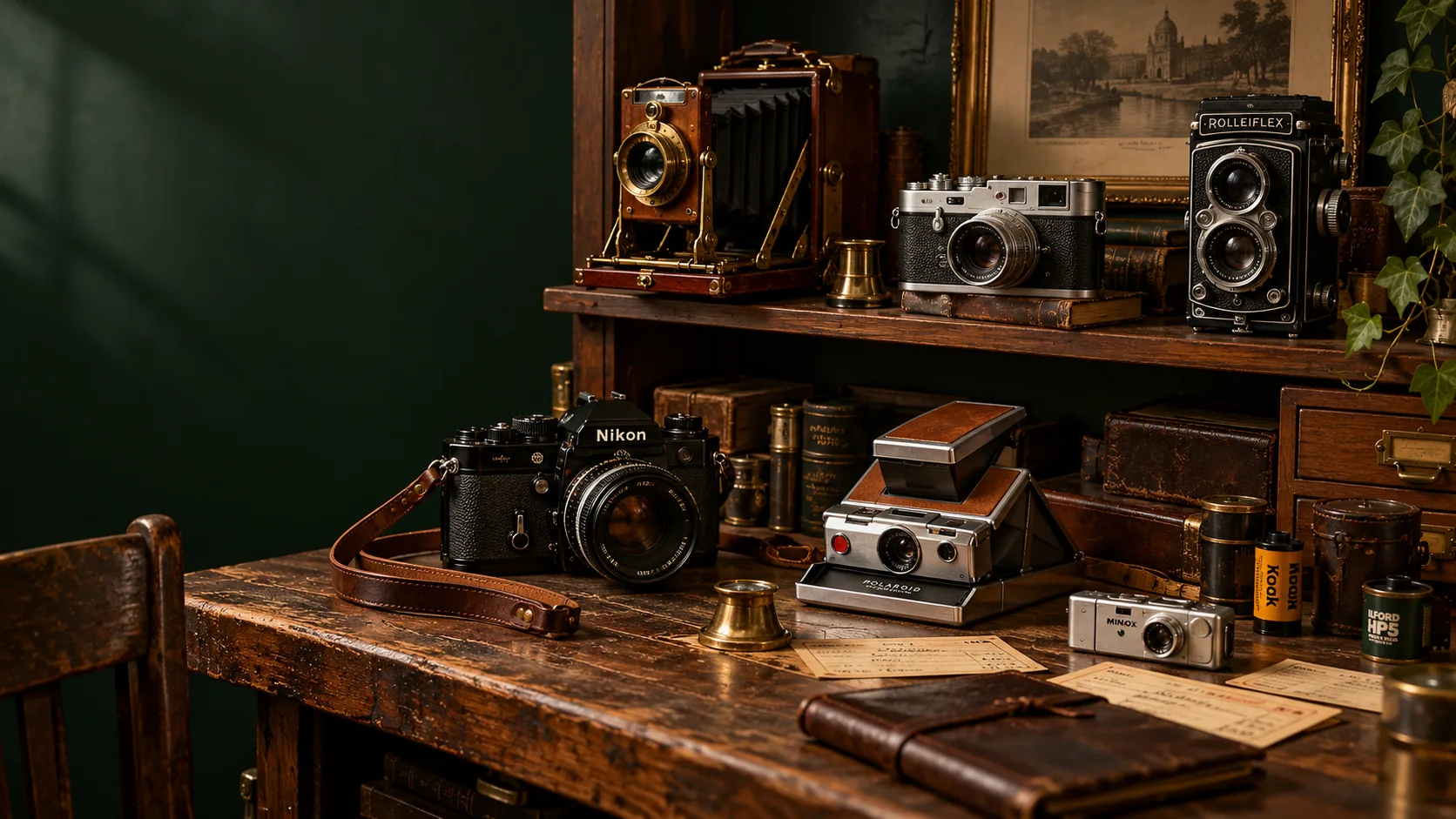 AI-generated thematic camera editorial artwork; not verification of a historical model